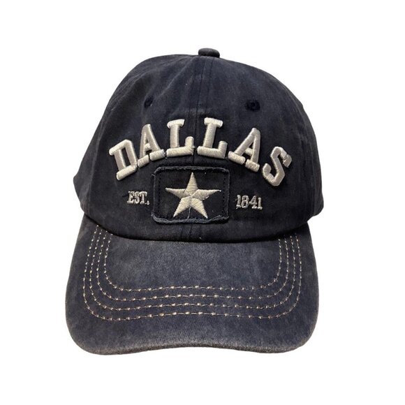 DALLAS Est 1841 Navy Blue Hat White Embroidery Lettering and Star 100% Cotton - Picture 3 of 4